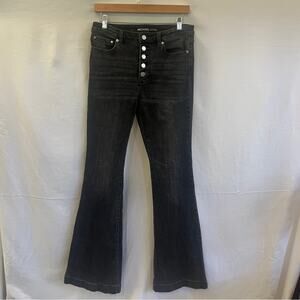 Michael Kors Selma Flare Black Jeans Womens Size 8 Buttonfly High Rise Festival